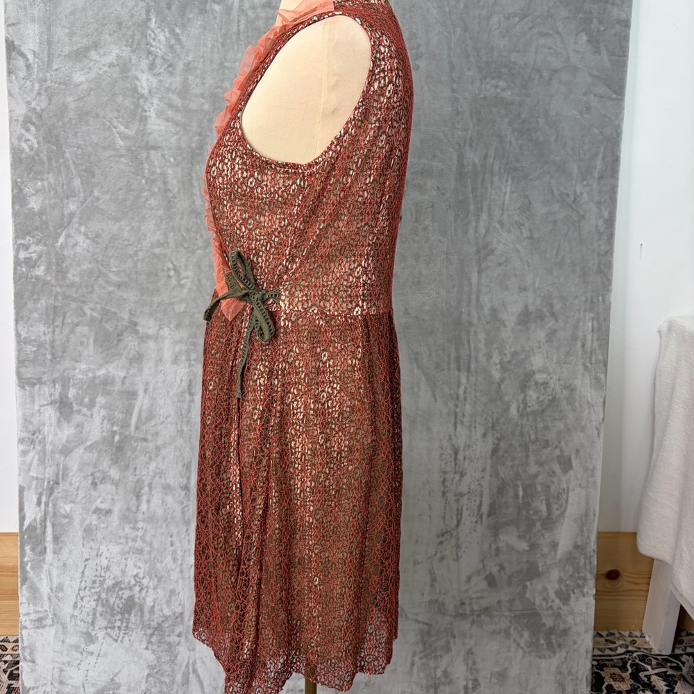 Vtg Young Essence Wrap Dress M Lace Sleeveless Forest Fairy Boho - Picture 6 of 9